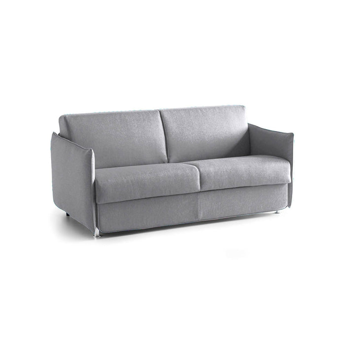 Divano letto 2 posti Trovo, Sofà trasformabile per salotto, imbottito, sfoderabile, Qualità 100% Made in Italy, 180x95 h90 cm, Grigio
