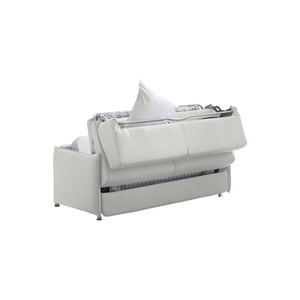 Divano letto 2 posti Trovo, Sofà trasformabile per salotto, imbottito, sfoderabile, Qualità 100% Made in Italy, 180x95 h90 cm, Grigio chiaro