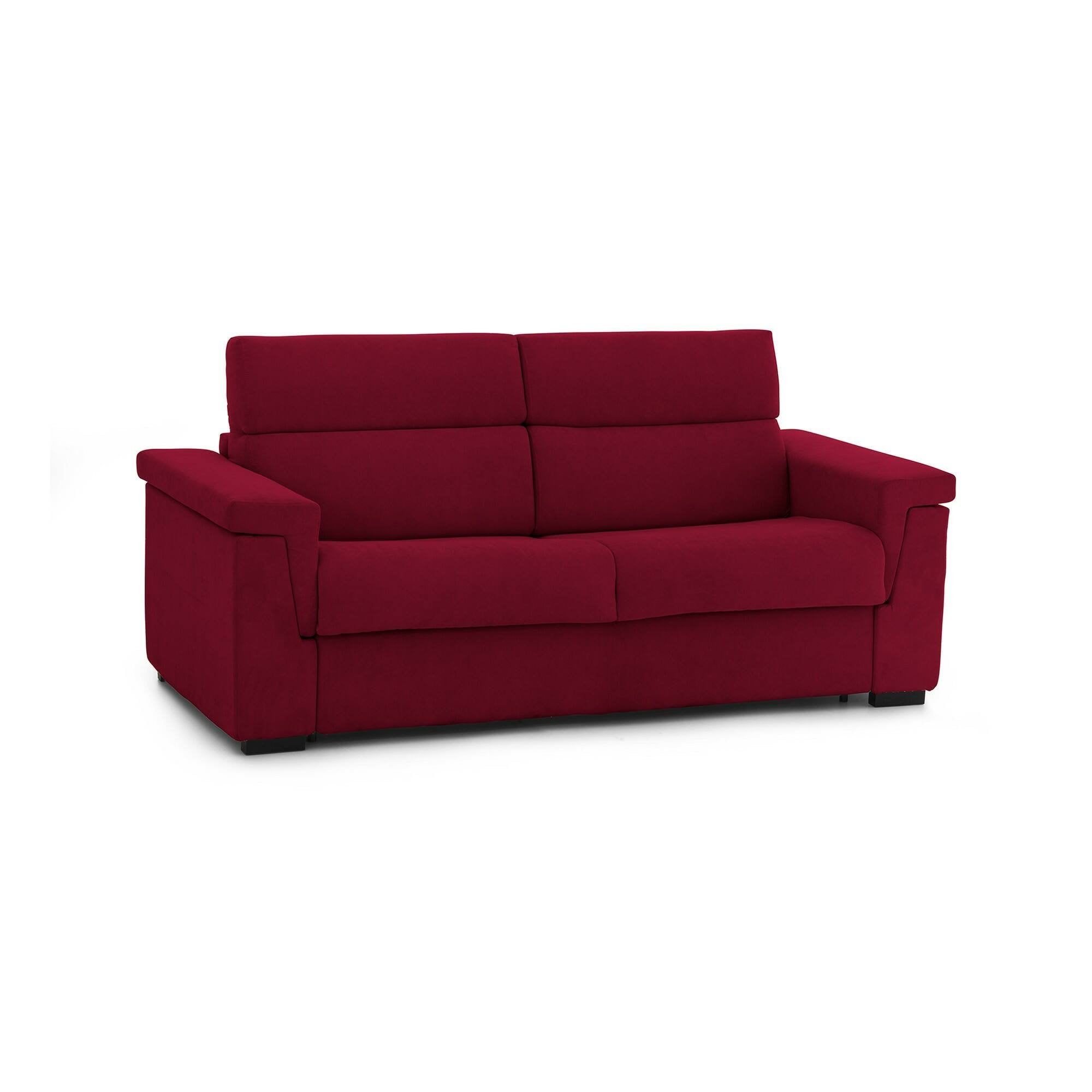 Divano letto 3 posti Nus, Sofà trasformabile per salotto, imbottito, sfoderabile, Qualità 100% Made in Italy, 225x95 h100 cm, Rosso