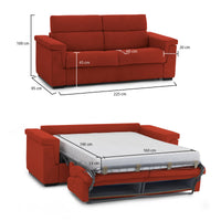 Divano letto 3 posti Nus, Sofà trasformabile per salotto, imbottito, sfoderabile, Qualità 100% Made in Italy, 225x95 h100 cm, Arancione