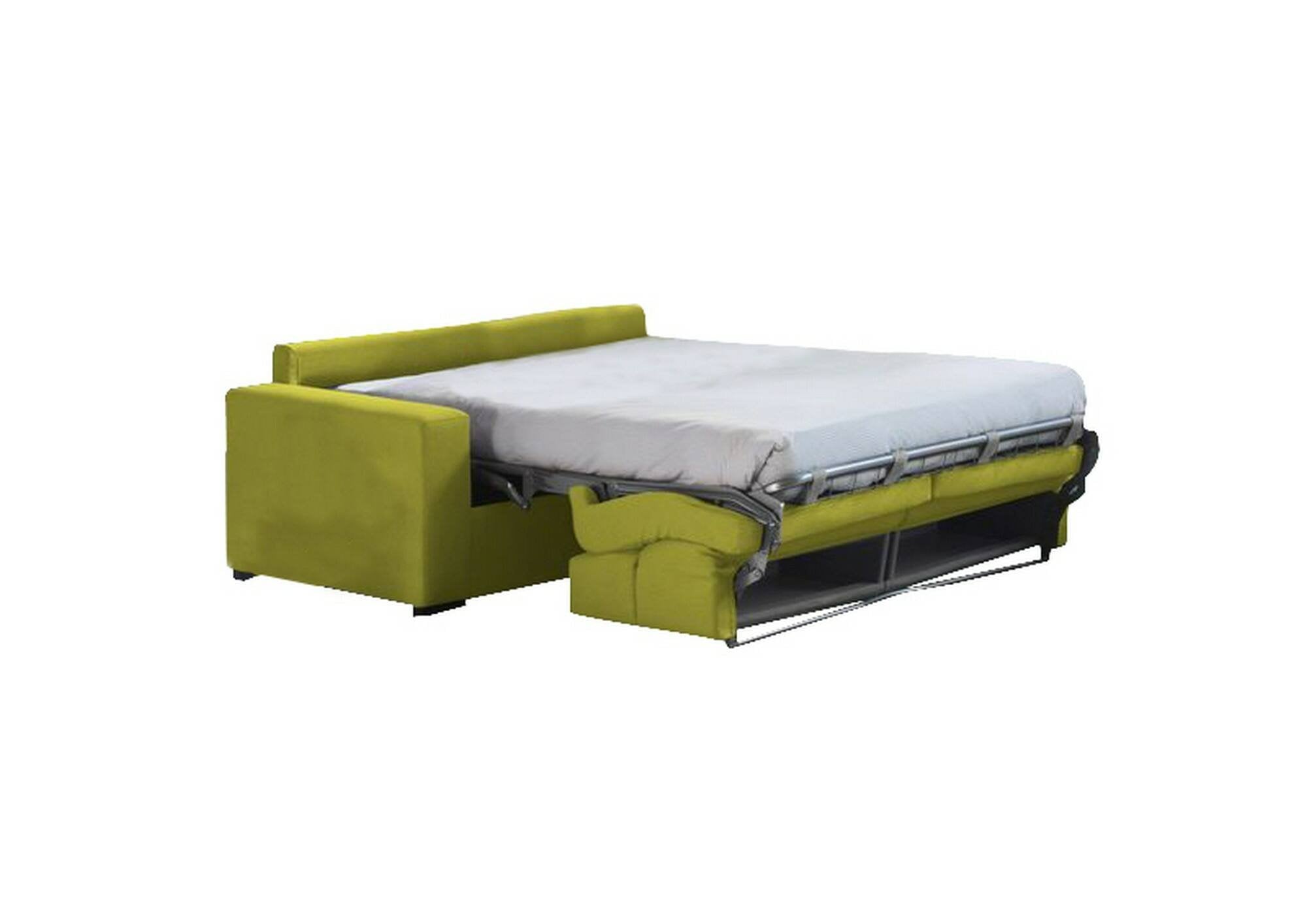 Divano letto 3 posti Marcon, Sofà trasformabile per salotto, imbottito, sfoderabile, Qualità 100% Made in Italy, 220x95 h100 cm, Verde