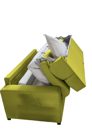 Divano letto 3 posti Marcon, Sofà trasformabile per salotto, imbottito, sfoderabile, Qualità 100% Made in Italy, 220x95 h100 cm, Verde