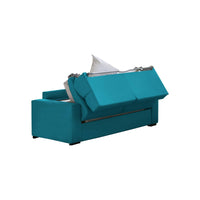 Divano letto 3 posti Marcon, Sofà trasformabile per salotto, imbottito, sfoderabile, Qualità 100% Made in Italy, 220x95 h100 cm, Azzurro