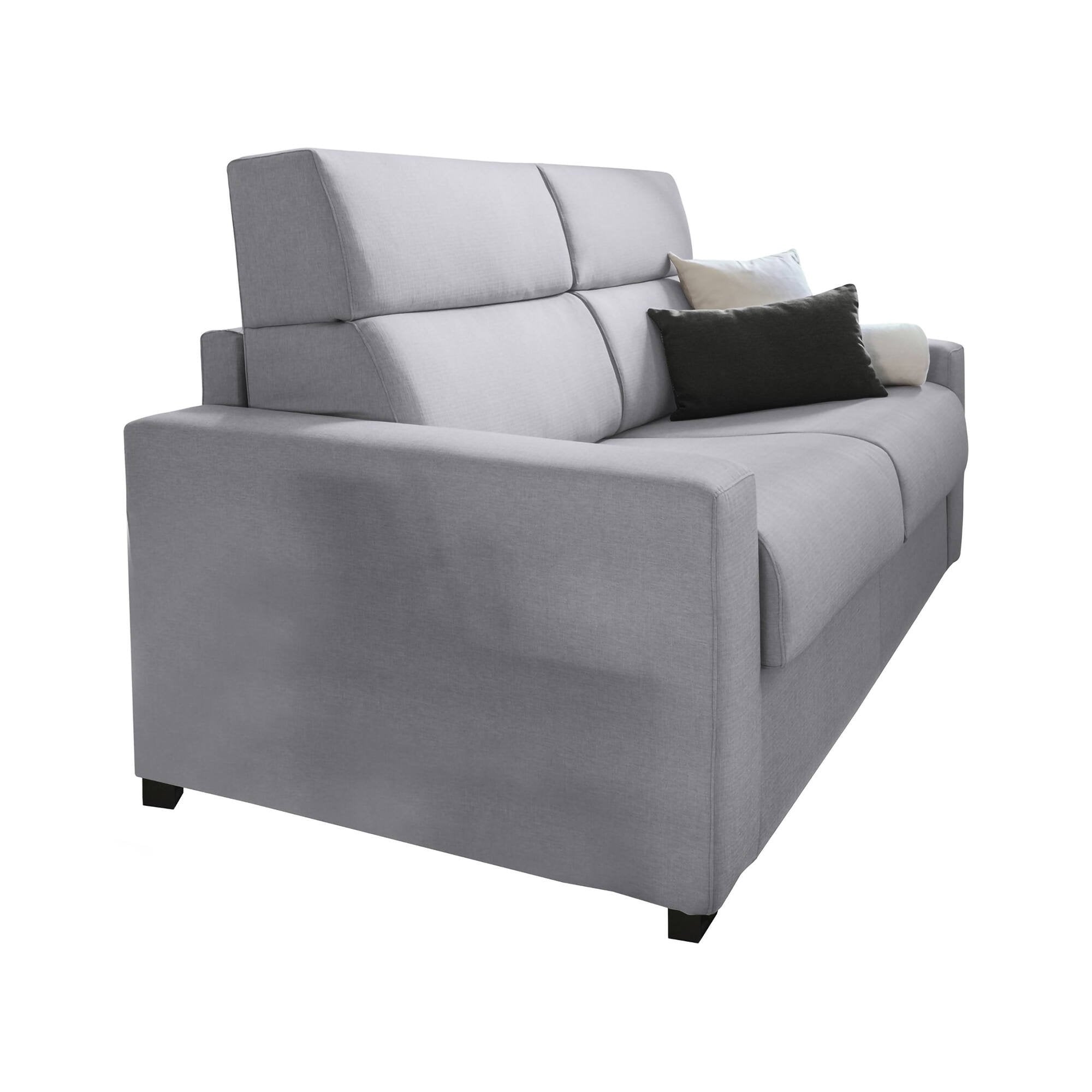 Divano letto 3 posti Quindici, Sofà trasformabile per salotto, imbottito, sfoderabile, Qualità 100% Made in Italy, 220x95 h100 cm, Grigio
