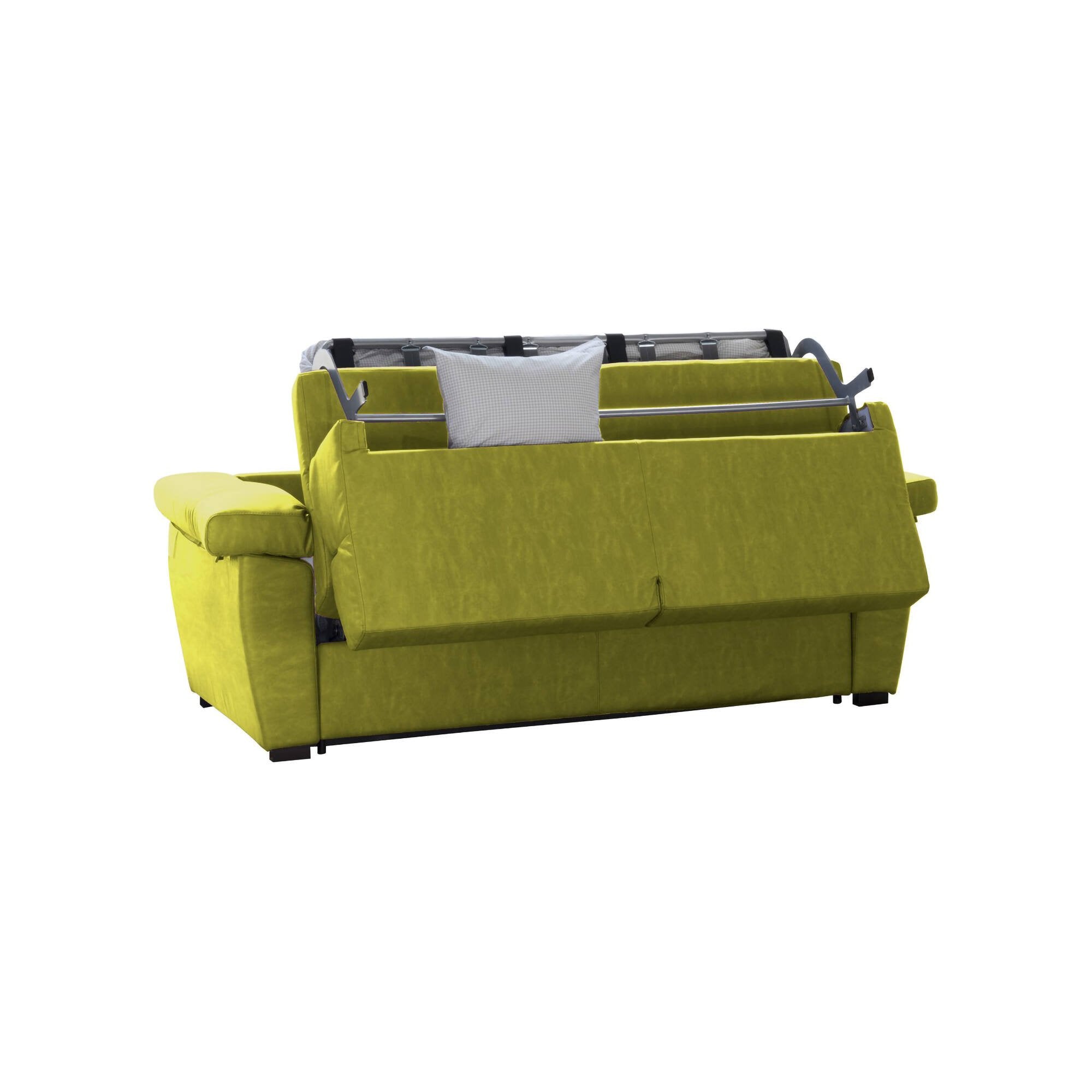 Divano letto 3 posti Paceco, Sofà trasformabile per salotto, imbottito, sfoderabile, Qualità 100% Made in Italy, 225x95 h100 cm, Verde