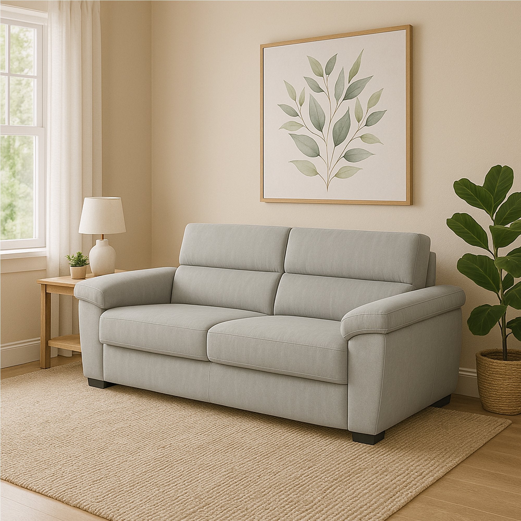 Divano letto 3 posti Paceco, Sofà trasformabile per salotto, imbottito, sfoderabile, Qualità 100% Made in Italy, 225x95 h100 cm, Grigio chiaro