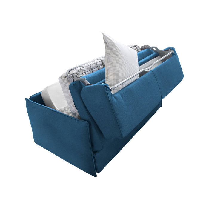 Divano letto 3 posti Gravere, Sofà trasformabile per salotto, imbottito, sfoderabile, Qualità 100% Made in Italy, 200x95 h90 cm, Blu