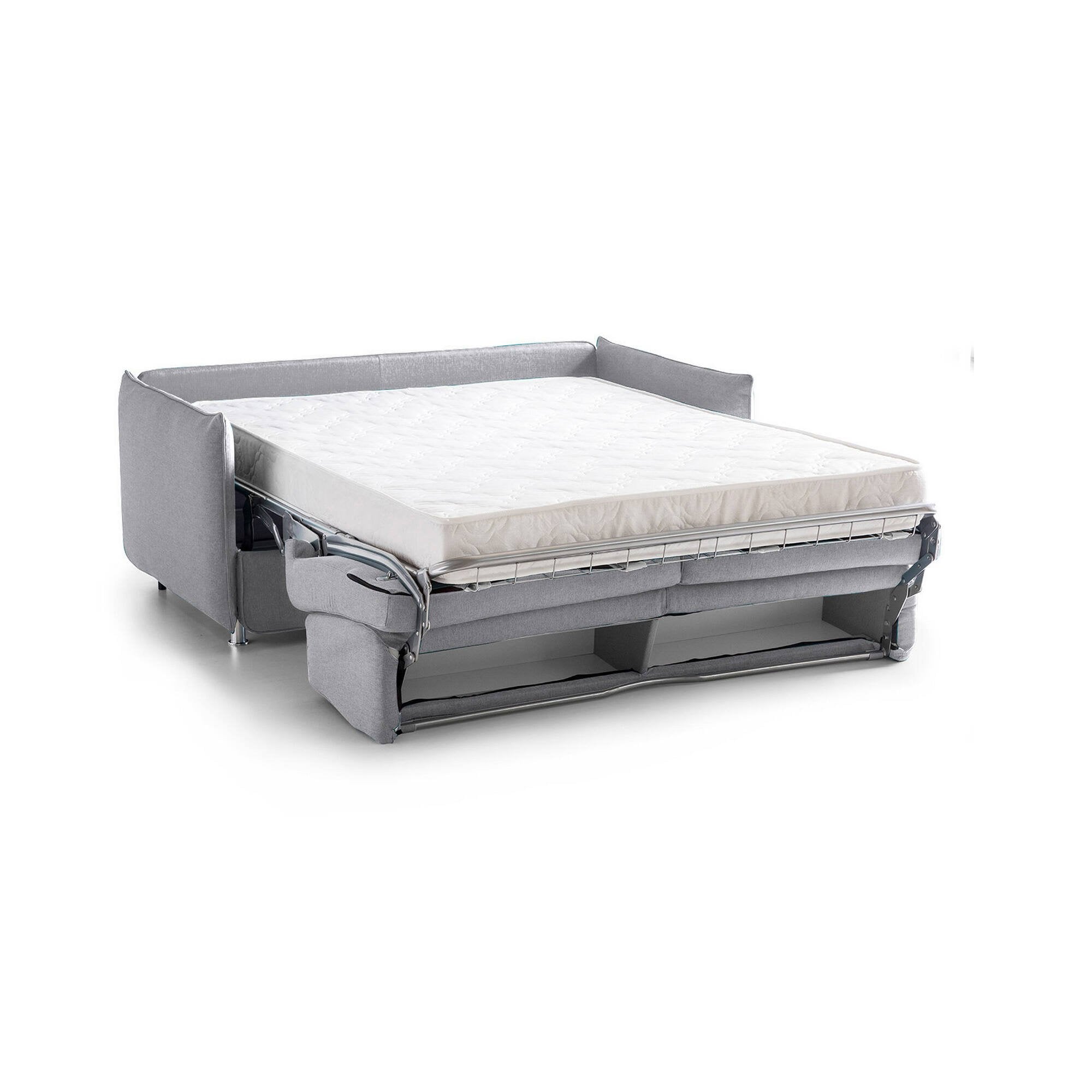 Divano letto 3 posti Gravere, Sofà trasformabile per salotto, imbottito, sfoderabile, Qualità 100% Made in Italy, 200x95 h90 cm, Grigio