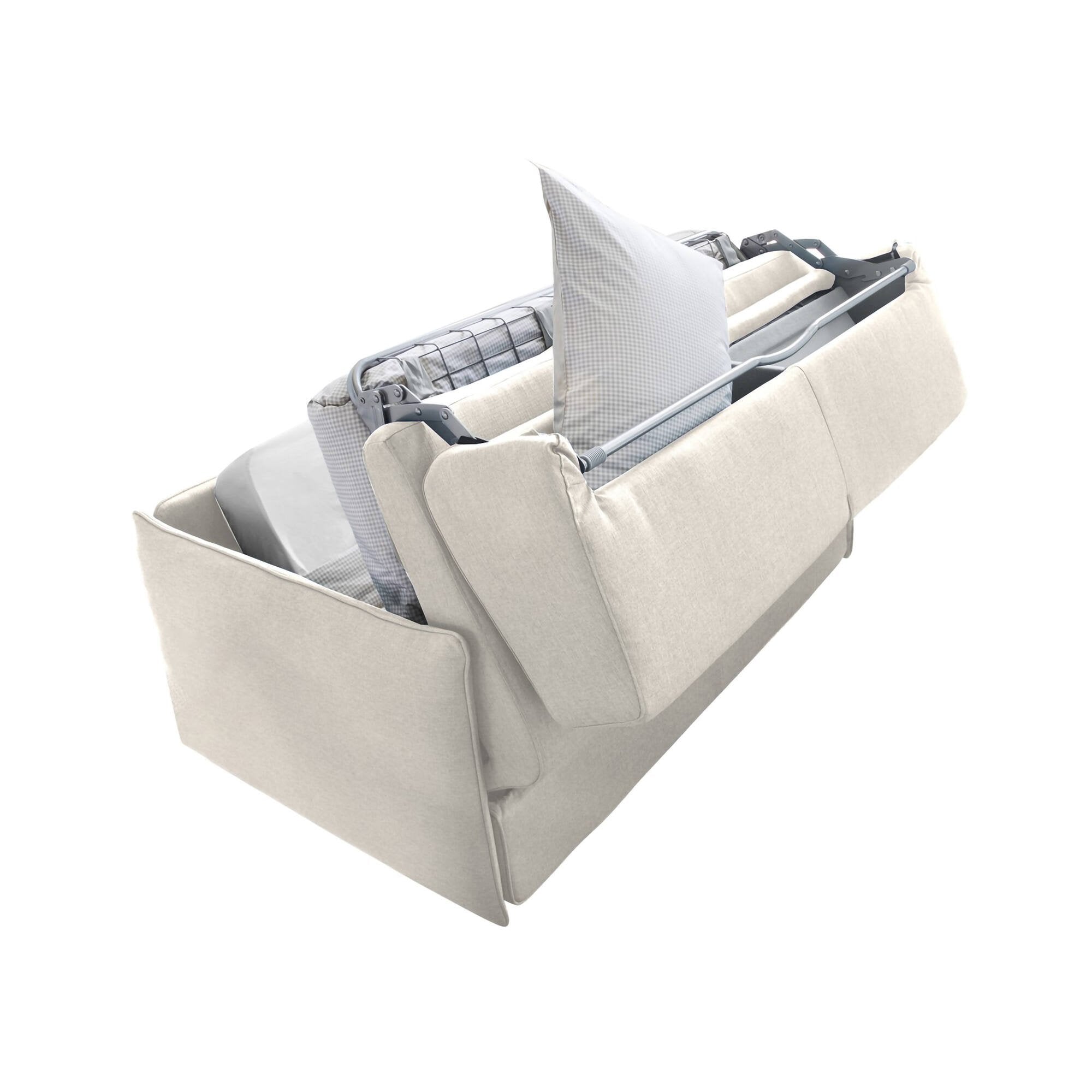 Divano letto 3 posti Cecina, Sofà trasformabile per salotto, imbottito, sfoderabile, Qualità 100% Made in Italy, 200x95 h90 cm, Beige