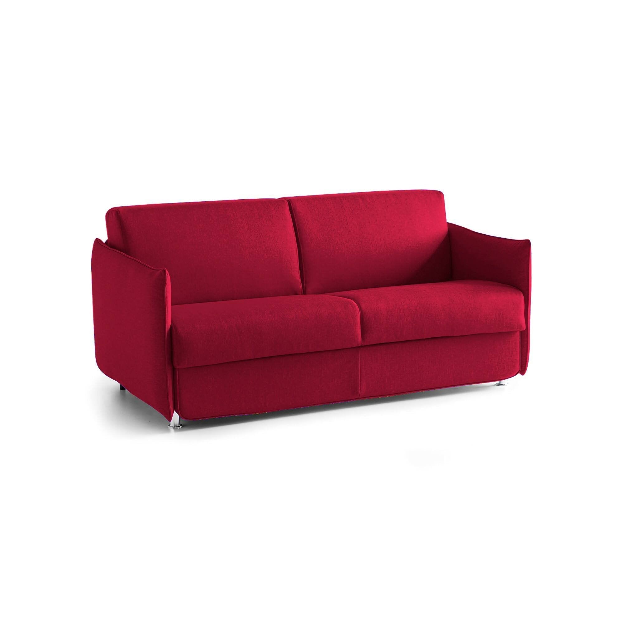 Divano letto 3 posti Cecina, Sofà trasformabile per salotto, imbottito, sfoderabile, Qualità 100% Made in Italy, 200x95 h90 cm, Rosso
