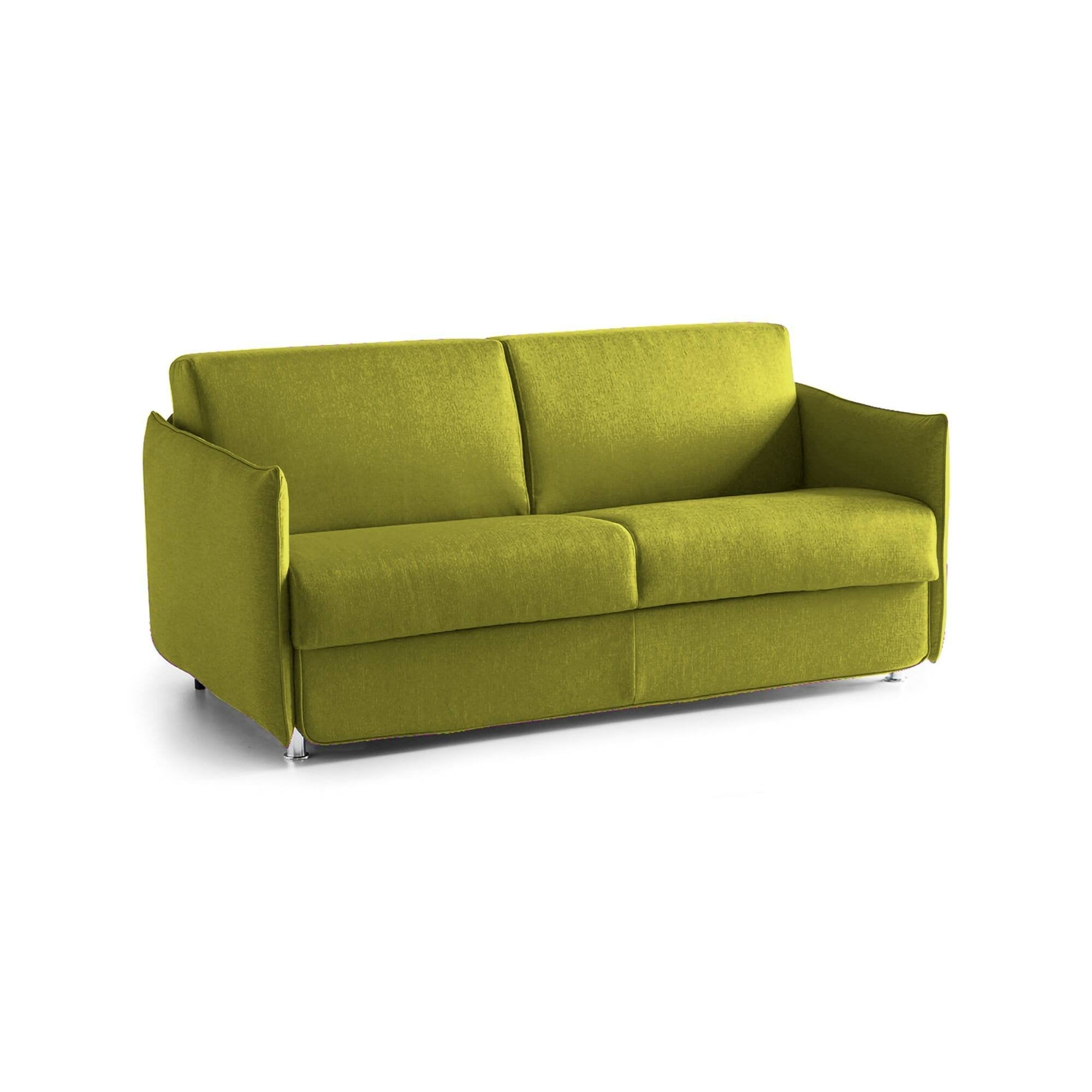 Divano letto 3 posti Cecina, Sofà trasformabile per salotto, imbottito, sfoderabile, Qualità 100% Made in Italy, 200x95 h90 cm, Verde