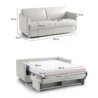 Divano letto 3 posti Cecina, Sofà trasformabile per salotto, imbottito, sfoderabile, Qualità 100% Made in Italy, 200x95 h90 cm, Grigio chiaro