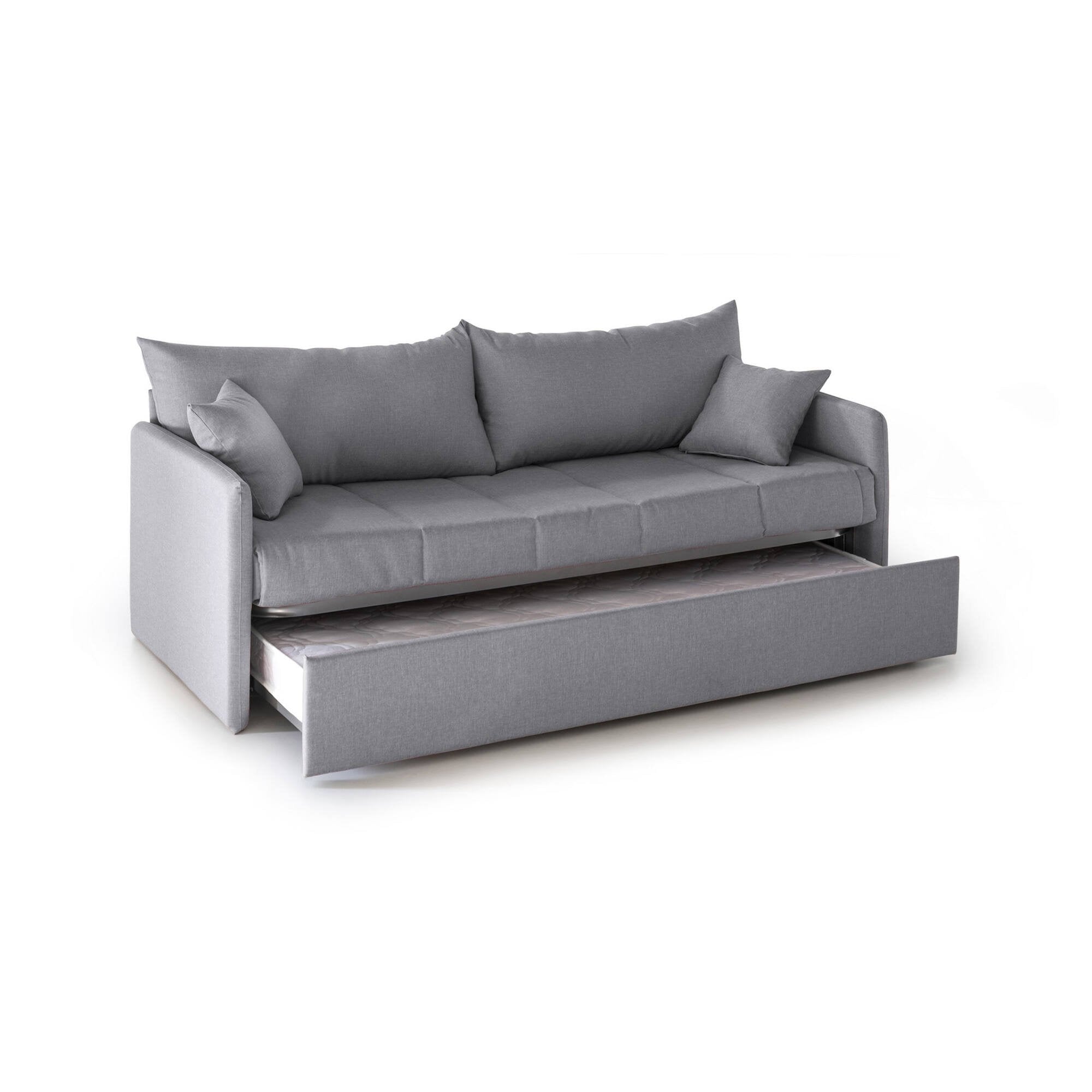 Divano letto 3 posti Avellana, Sofà trasformabile per salotto, imbottito, sfoderabile, Qualità 100% Made in Italy, 205x86 h80 cm, Grigio