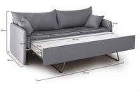 Divano letto 3 posti Avellana, Sofà trasformabile per salotto, imbottito, sfoderabile, Qualità 100% Made in Italy, 205x86 h80 cm, Grigio