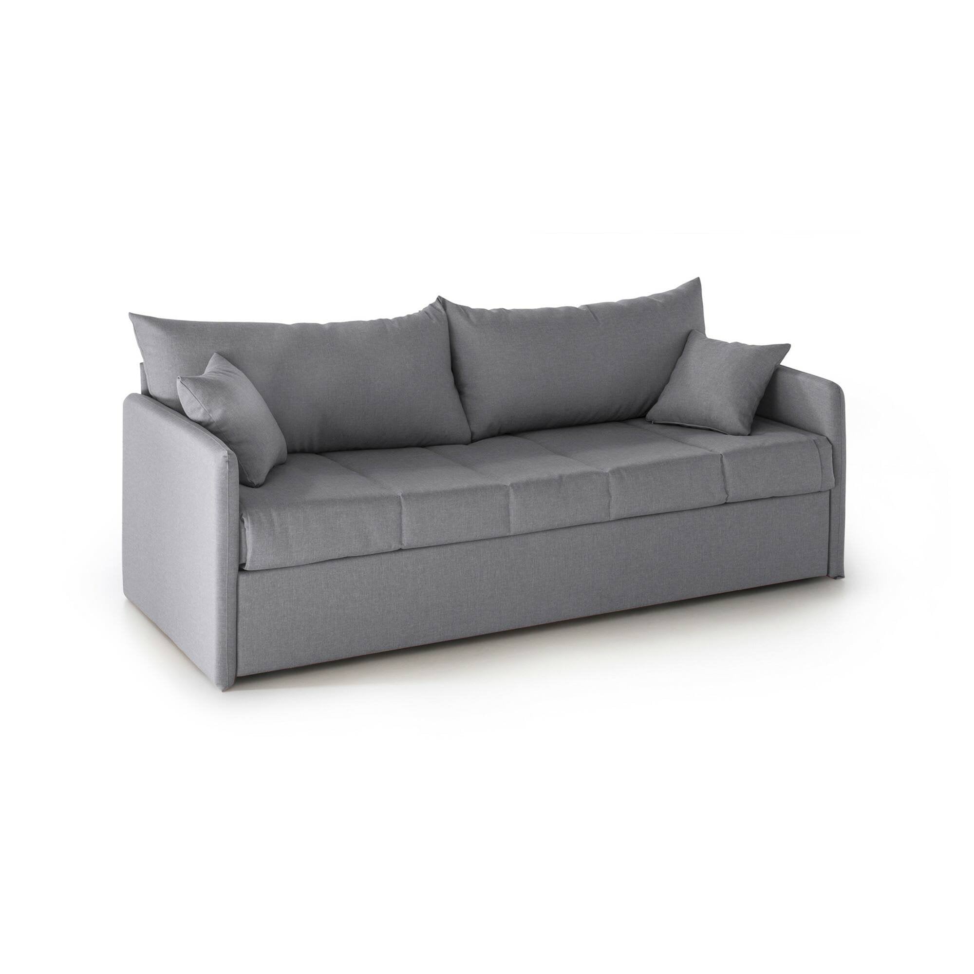 Divano letto 3 posti Avellana, Sofà trasformabile per salotto, imbottito, sfoderabile, Qualità 100% Made in Italy, 205x86 h80 cm, Grigio