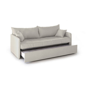 Divano letto 3 posti Avellana, Sofà trasformabile per salotto, imbottito, sfoderabile, Qualità 100% Made in Italy, 205x86 h80 cm, Beige