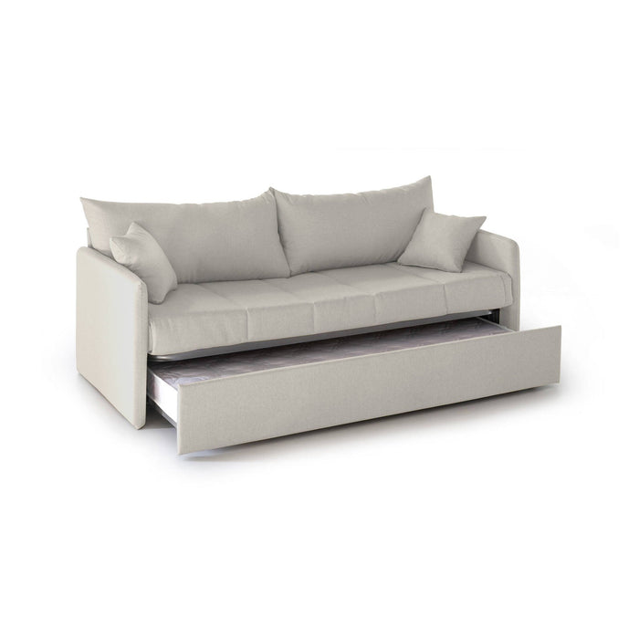 Divano letto 3 posti Avellana, Sofà trasformabile per salotto, imbottito, sfoderabile, Qualità 100% Made in Italy, 205x86 h80 cm, Beige