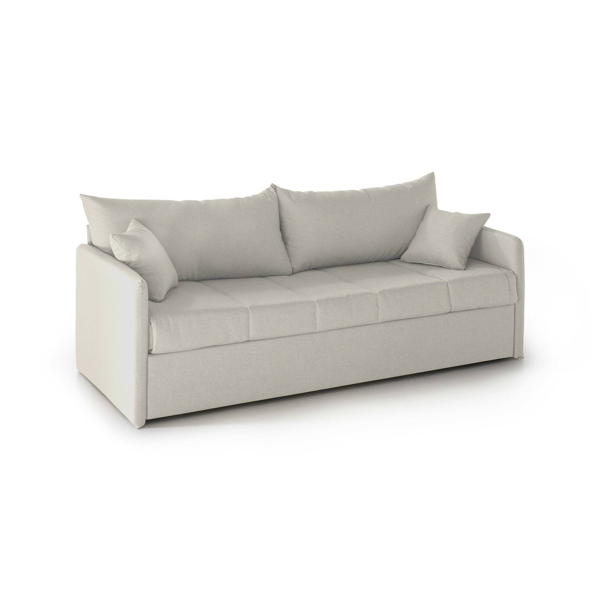 Divano letto 3 posti Avellana, Sofà trasformabile per salotto, imbottito, sfoderabile, Qualità 100% Made in Italy, 205x86 h80 cm, Beige
