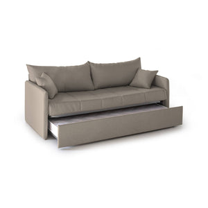 Divano letto 3 posti Avellana, Sofà trasformabile per salotto, imbottito, sfoderabile, Qualità 100% Made in Italy, 205x86 h80 cm, Tortora