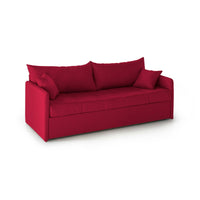 Divano letto 3 posti Avellana, Sofà trasformabile per salotto, imbottito, sfoderabile, Qualità 100% Made in Italy, 205x86 h80 cm, Rosso