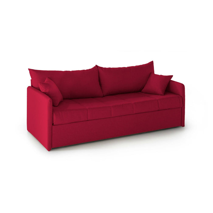 Divano letto 3 posti Avellana, Sofà trasformabile per salotto, imbottito, sfoderabile, Qualità 100% Made in Italy, 205x86 h80 cm, Rosso