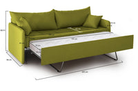 Divano letto 3 posti Avellana, Sofà trasformabile per salotto, imbottito, sfoderabile, Qualità 100% Made in Italy, 205x86 h80 cm, Verde