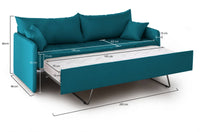 Divano letto 3 posti Avellana, Sofà trasformabile per salotto, imbottito, sfoderabile, Qualità 100% Made in Italy, 205x86 h80 cm, Azzurro