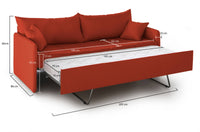 Divano letto 3 posti Avellana, Sofà trasformabile per salotto, imbottito, sfoderabile, Qualità 100% Made in Italy, 205x86 h80 cm, Arancione