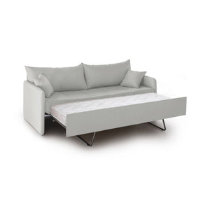 Divano letto 3 posti Avellana, Sofà trasformabile per salotto, imbottito, sfoderabile, Qualità 100% Made in Italy, 205x86 h80 cm, Grigio chiaro