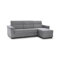 Divano letto con penisola Esca, Sofà angolare trasformabile per salotto, imbottito, sfoderabile, 100% Made in Italy, 285x160 h100 cm, Grigio