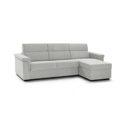Divano letto con penisola Ganzaria, Sofà angolare trasformabile per salotto, imbottito, sfoderabile, 100% Made in Italy, 285x160 h100 cm, Grigio chiaro