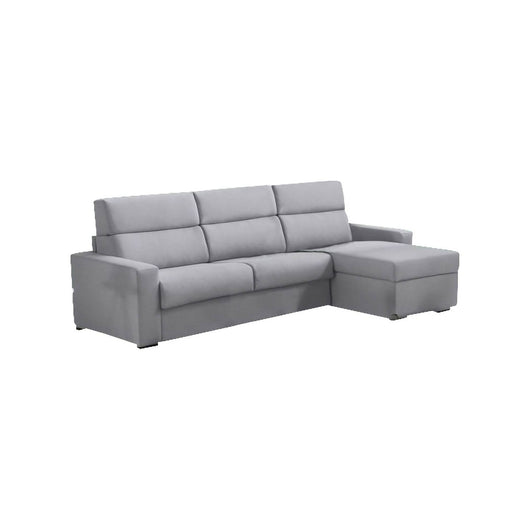 Divano letto con penisola Pusiano, Sofà angolare trasformabile per salotto, imbottito, sfoderabile, Qualità 100% Made in Italy, 280x160 h100 cm, Grigio