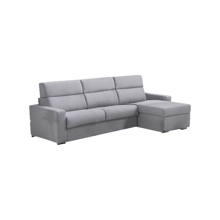 Divano letto con penisola Pusiano, Sofà angolare trasformabile per salotto, imbottito, sfoderabile, Qualità 100% Made in Italy, 280x160 h100 cm, Grigio
