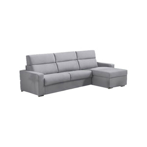 Divano letto con penisola Pusiano, Sofà angolare trasformabile per salotto, imbottito, sfoderabile, Qualità 100% Made in Italy, 280x160 h100 cm, Grigio