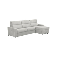 Divano letto con penisola Pusiano, Sofà angolare trasformabile per salotto, imbottito, sfoderabile, 100% Made in Italy, 280x160 h100 cm, Grigio chiaro