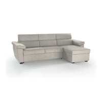 Divano letto con penisola Tolle, Sofà angolare trasformabile per salotto, imbottito, sfoderabile, 100% Made in Italy, 285x160 h100 cm, Beige