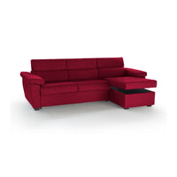 Divano letto con penisola Tolle, Sofà angolare trasformabile per salotto, imbottito, sfoderabile, 100% Made in Italy, 285x160 h100 cm, Rosso