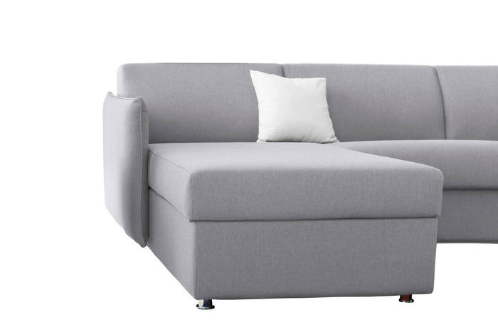 Divano letto con penisola Scordia, Sofà angolare trasformabile per salotto, imbottito, sfoderabile, Qualità 100% Made in Italy, 260x160 h90 cm, Grigio