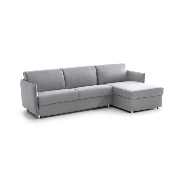 Divano letto con penisola Scordia, Sofà angolare trasformabile per salotto, imbottito, sfoderabile, Qualità 100% Made in Italy, 260x160 h90 cm, Grigio