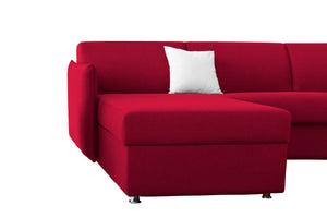 Divano letto con penisola Scordia, Sofà angolare trasformabile per salotto, imbottito, sfoderabile, Qualità 100% Made in Italy, 260x160 h90 cm, Rosso