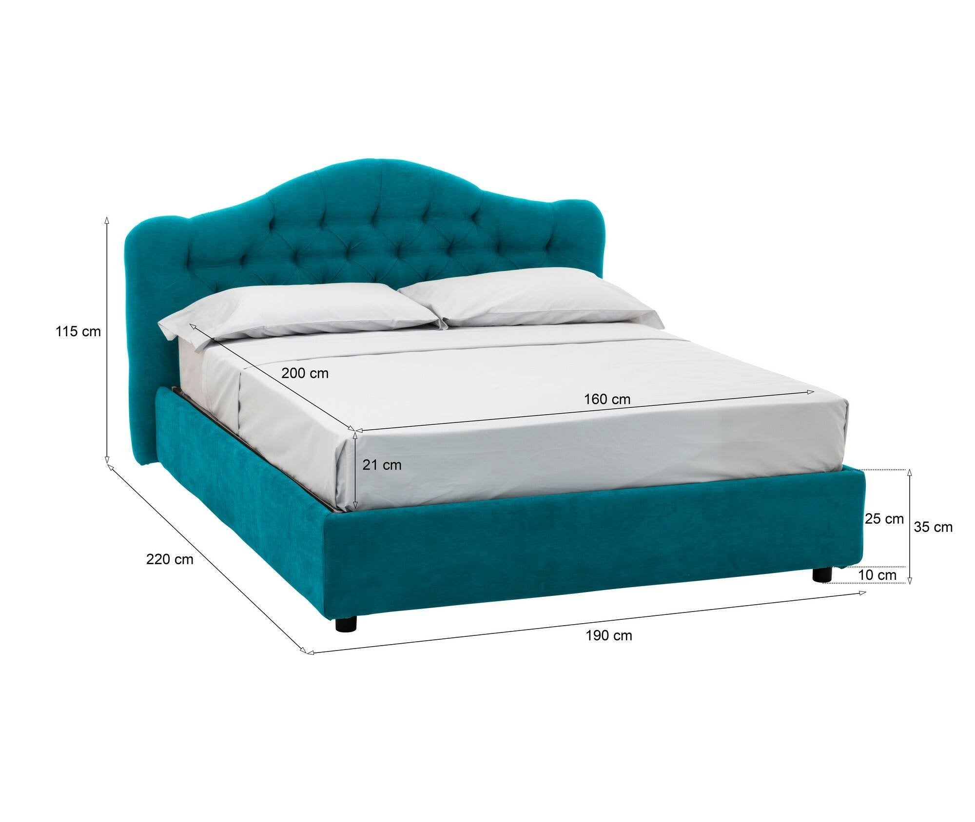 Alfer, Letto Matrimoniale Materasso Incluso Made in Italy, Azzurro