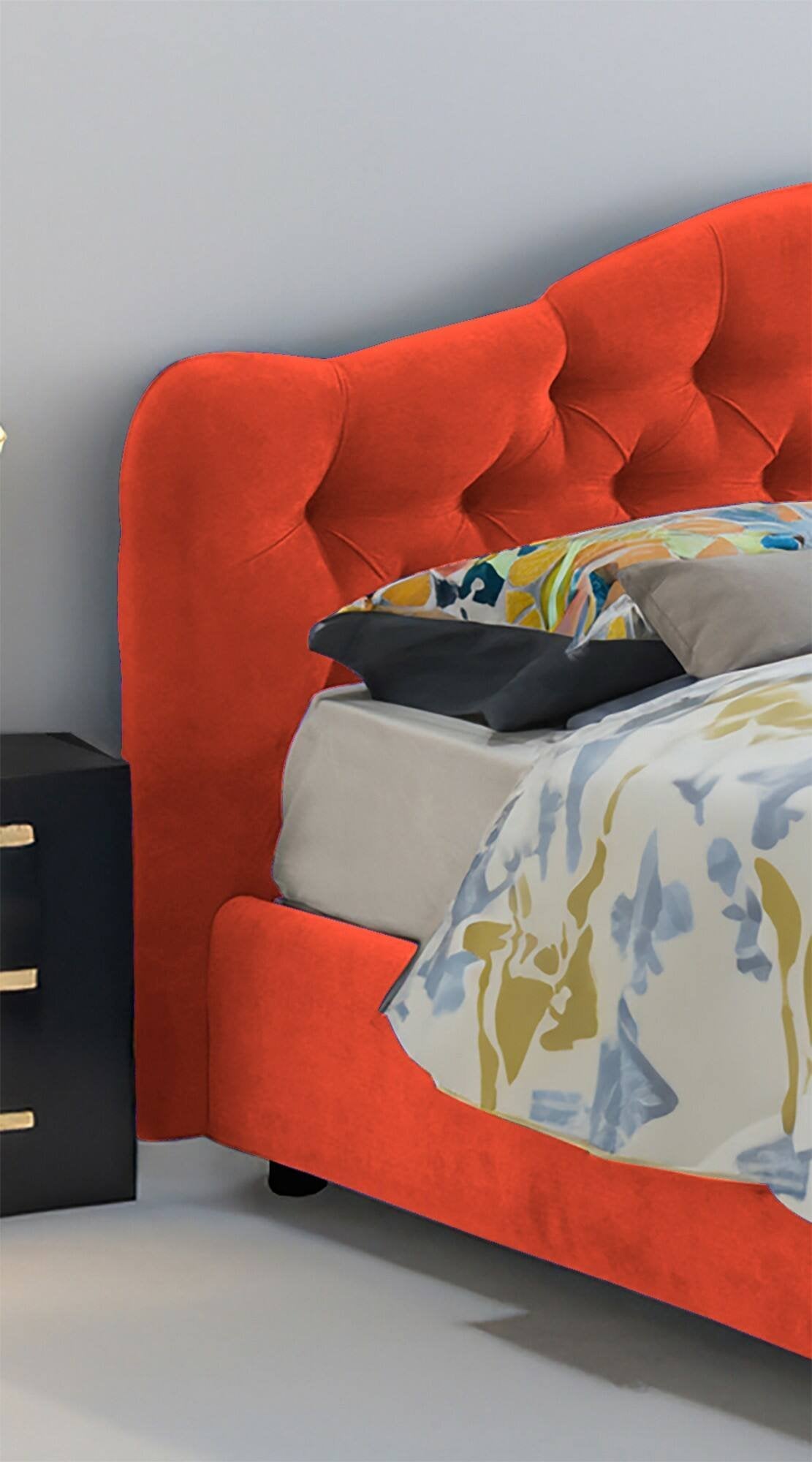 Arex, Letto Matrimoniale Sfoderabile Made in Italy, Arancione