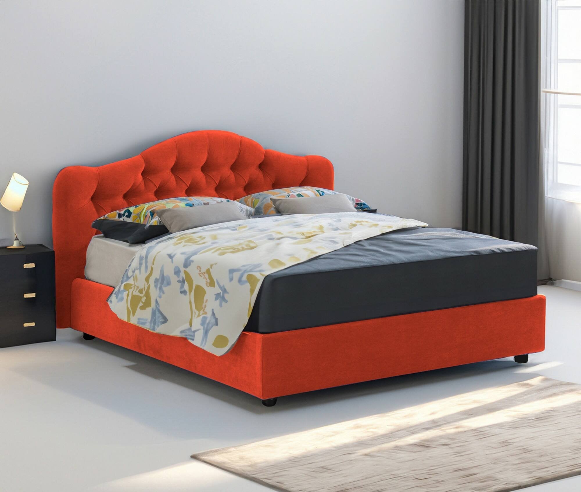 Alfer, Letto Matrimoniale Materasso Incluso Made in Italy, Arancione