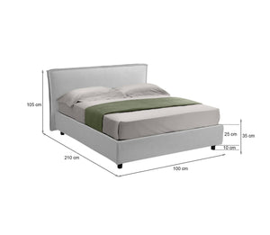Brusson, Letto Singolo Sfoderabile Made in Italy, Bianco