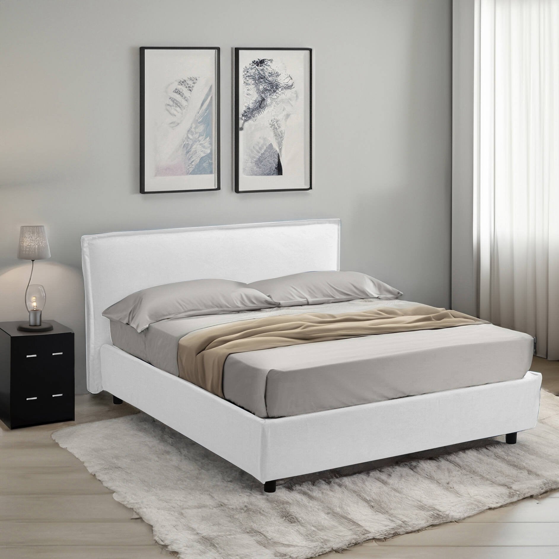 Brusson, Letto Singolo Sfoderabile Made in Italy, Bianco
