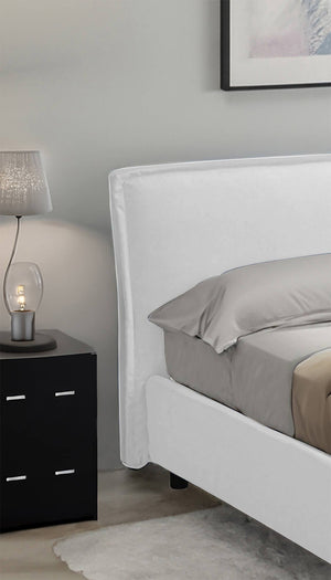 Bruino, Letto Singolo Sfoderabile Made in Italy, Bianco