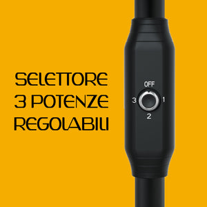 Stufa Patio Fungo Riscaldatore Elettrico Piantana 2000W Carbonio H.202cm - Inclinazione e potenza regolabile - Protezione IP24