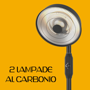 Stufa Patio Fungo Riscaldatore Elettrico Piantana 2000W Carbonio H.202cm - Inclinazione e potenza regolabile - Protezione IP24