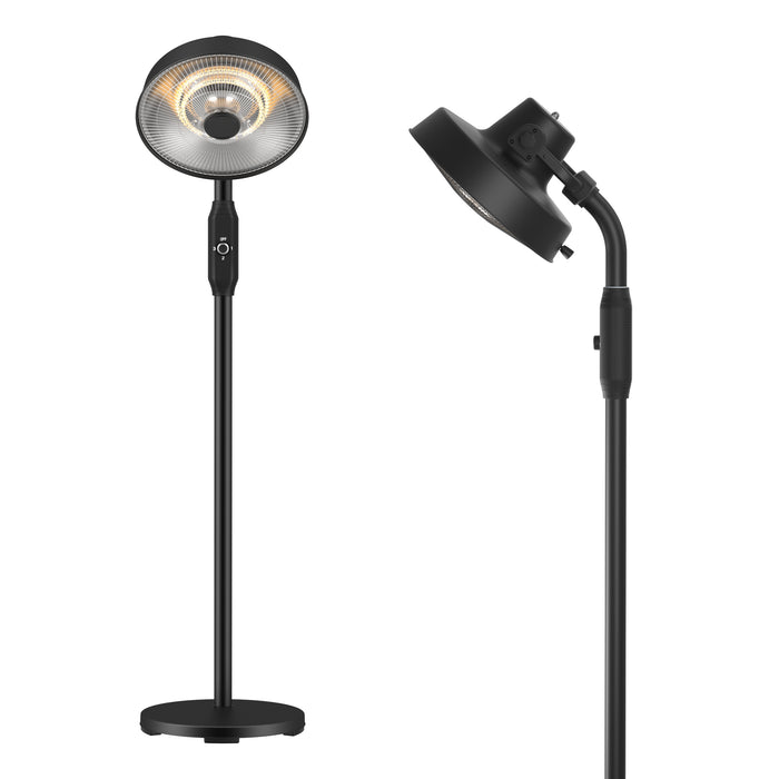 Stufa Patio Fungo Riscaldatore Elettrico Piantana 2000W Carbonio H.202cm - Inclinazione e potenza regolabile - Protezione IP24