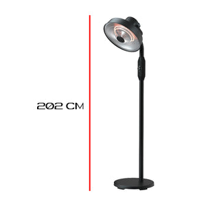 Stufa Patio Fungo Riscaldatore Elettrico Piantana 2000W Carbonio H.202cm - Inclinazione e potenza regolabile - Protezione IP24